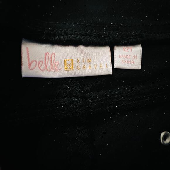 Belle by Kim Gravel Pull On Jeans Black High Rise Ankle Slit Tall Size 12 - Picture 9 of 11